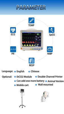 12.1 Inch Multi Parameter Patient Monitor with Arrhythmia Analysis ST Calculation and Pace Analysis for ICU Use