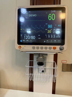 Height Adjustable White Metal Patient Monitor Holder Wall Mounted Stand for Hospital Ward